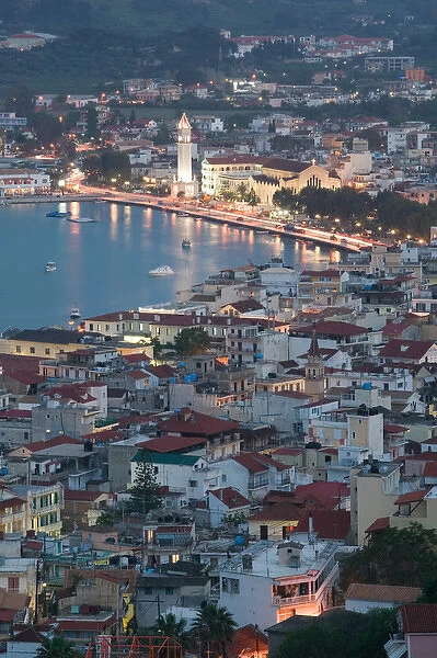 GREECE-Ionian Islands-ZAKYNTHOS-ZAKYNTHOS TOWN: Evening Town View from Venetian Kastro