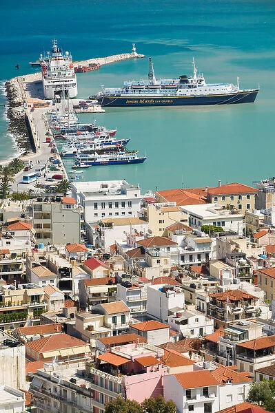 GREECE-Ionian Islands-ZAKYNTHOS-ZAKYNTHOS TOWN: Town and Port  /  Daytime Aerial