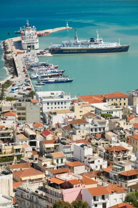 Framed Print : GREECE-Ionian Islands-ZAKYNTHOS-ZAKYNTHOS TOWN: Town and Port / Daytime Aerial Framed Print : GREECE-Ionian Islands-ZAKYNTHOS-ZAKYNTHOS TOWN: Town and Port / Daytime Aerial