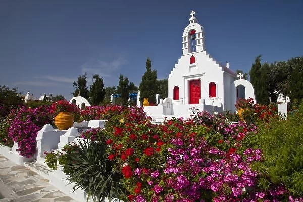 Greece, Mykonos, Cute little chapel in the middle of the island