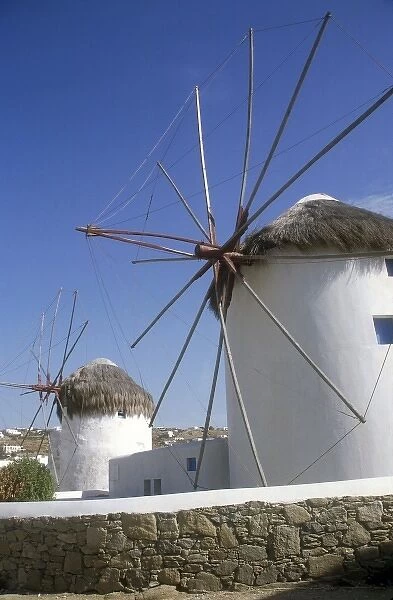 Greece, Mykonos. Iconic windmills