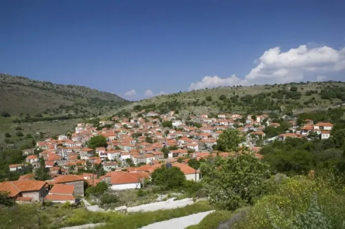 Framed Print : GREECE, Northeastern Aegean Islands, LESVOS (Mytilini), Skalachori: Town View Framed Print : GREECE, Northeastern Aegean Islands, LESVOS (Mytilini), Skalachori: Town View