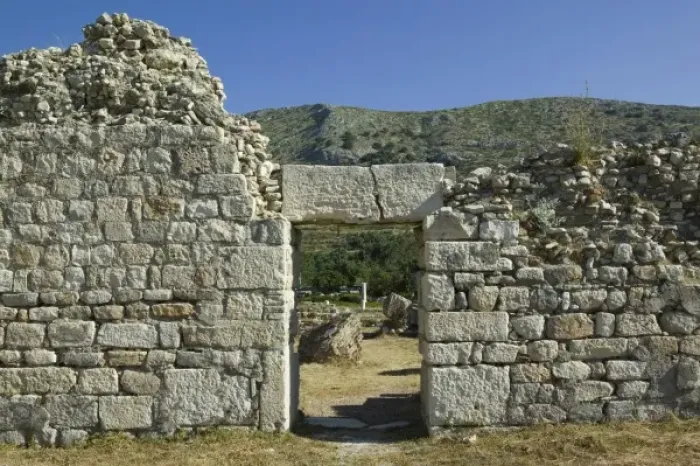Framed Print : GREECE, Northeastern Aegean Islands, SAMOS, Pythagorio: Ruins of Ancient Thermes (Baths) Framed Print : GREECE, Northeastern Aegean Islands, SAMOS, Pythagorio: Ruins of Ancient Thermes (Baths)