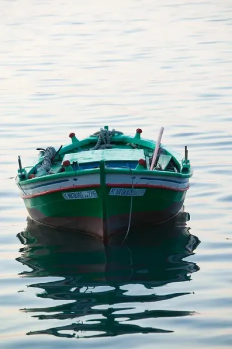 Framed Print : GREECE-Northeastern Aegean Islands-LESVOS (Mytilini)-Mytilini Town: Fishing Boat