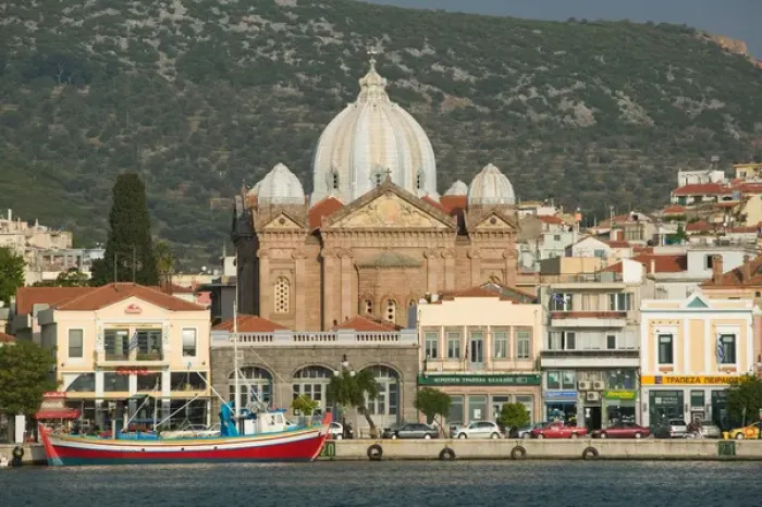 Framed Print : GREECE-Northeastern Aegean Islands-LESVOS (Mytilini)-Mytilini Town: Waterfront View