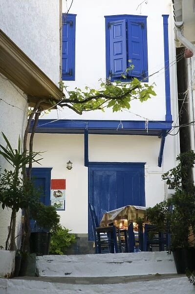 GREECE, Northeastern Aegean Islands, SAMOS, Vourliotes: Cafe Table
