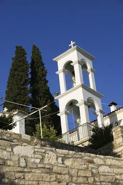 GREECE, Northeastern Aegean Islands, SAMOS, Pythagorio: Belltower of the Moni Panagias Spillanis