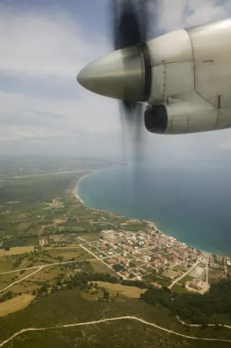 Framed Print : GREECE-Northeastern Aegean Islands-SAMOS: Flying in Propeller Driven Airplane to SAMOS Framed Print : GREECE-Northeastern Aegean Islands-SAMOS: Flying in Propeller Driven Airplane to SAMOS