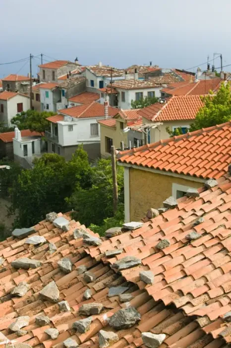 Framed Print : GREECE-Northeastern Aegean Islands-SAMOS-Manolates: Village Rooftops Framed Print : GREECE-Northeastern Aegean Islands-SAMOS-Manolates: Village Rooftops