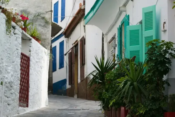 Framed Print : GREECE-Northeastern Aegean Islands-SAMOS-Vathy (Samos Town): Ano Vathy Village- Street Framed Print : GREECE-Northeastern Aegean Islands-SAMOS-Vathy (Samos Town): Ano Vathy Village- Street