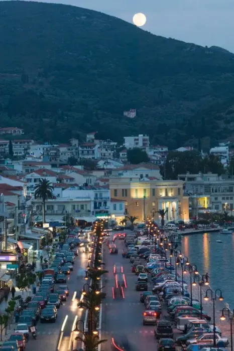 Framed Print : GREECE-Northeastern Aegean Islands-SAMOS-Vathy (Samos Town): View along Themistokleous