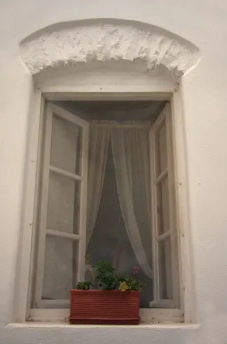 Framed Print : Greece, Paros, Marpissa. A traditional window in a Greek home Framed Print : Greece, Paros, Marpissa. A traditional window in a Greek home