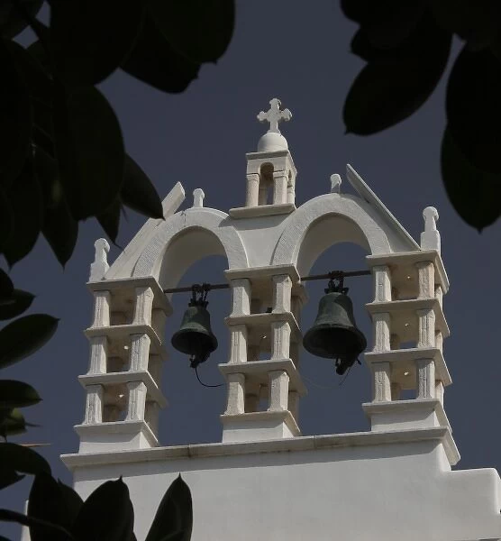 Greece, Paros, Parikia. Bell tower at the entrance to the Church of One Hundred Gates