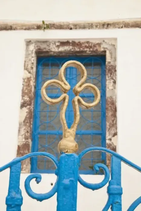 Framed Print : Greece, Santorini. Gates on the Grecian island Framed Print : Greece, Santorini. Gates on the Grecian island