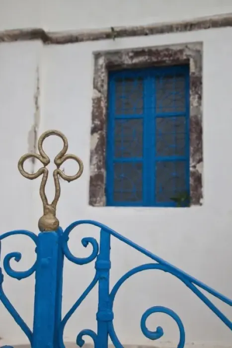 Framed Print : Greece, Santorini. Gates on the Grecian island