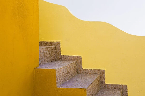 Greece, Santorini. Stairs and building shapes