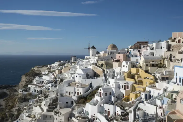 Framed Print : Greece, Santorini. The village of Oia glowing in the afternoon light Framed Print : Greece, Santorini. The village of Oia glowing in the afternoon light