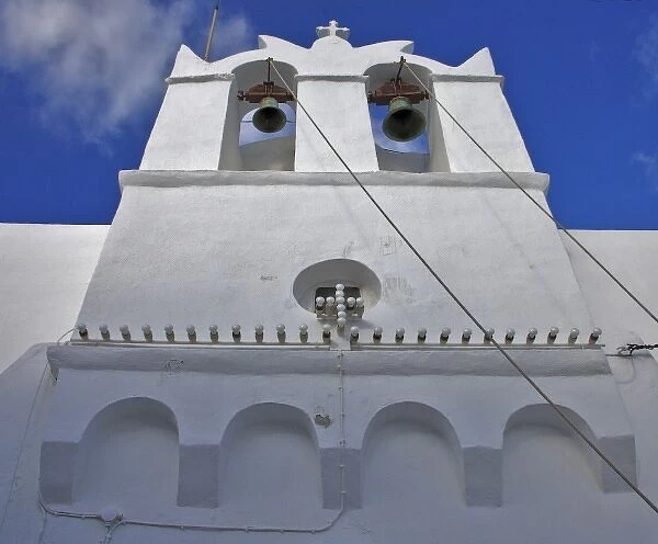 Greece, Sifnos, Apollonia. Bell tower of a nineteenth century traditional Greek Orthodox church