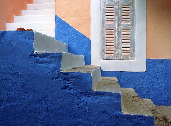 Greece, Symi. Blue and white stairway. Credit as: Jim Nilsen  /  Jaynes Gallery  /  DanitaDelimont