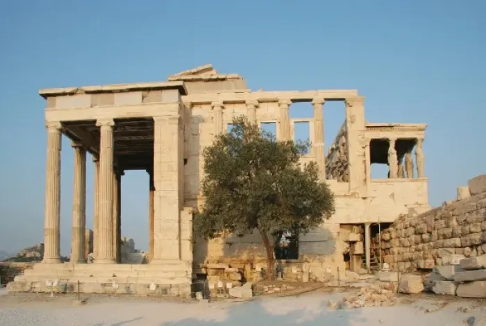 Framed Print : Greek Art. Erechtheum. Temple ionic built between 421-407 BC. The southwest facade