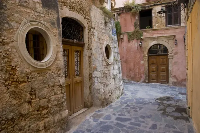 Framed Print : Greek Island of Crete and old town of Chania with old doorway Framed Print : Greek Island of Crete and old town of Chania with old doorway