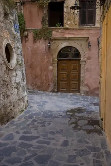 Framed Print : Greek Island of Crete and old town of Chania with old doorway Framed Print : Greek Island of Crete and old town of Chania with old doorway