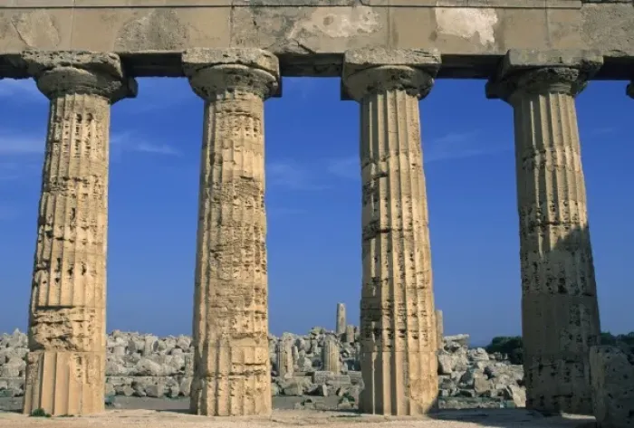 Framed Print : Greek ruins, 6th B. C. Temple 6, Selinunte, Sicily, Italy