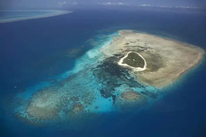 Framed Print : Green Island, Great Barrier Reef Marine Park, North Queensland, Australia - aerial