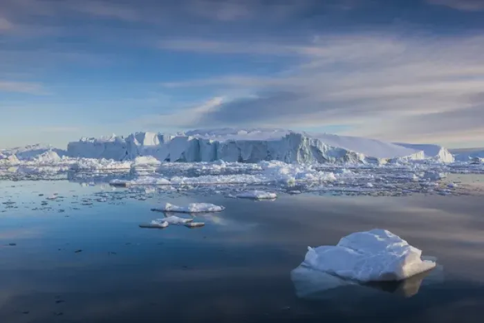 Framed Print : Greenland, Disko Bay, Ilulissat, floating ice at sunset