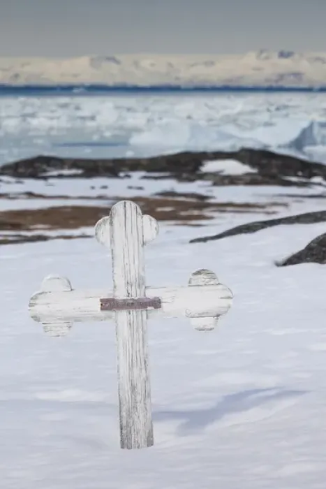 Framed Print : Greenland, Disko Bay, Ilulissat, cemetery by the Sermermiut settlement ruins Framed Print : Greenland, Disko Bay, Ilulissat, cemetery by the Sermermiut settlement ruins