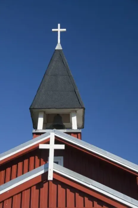Framed Print : Greenland, Eriks Fjord (aka Eriksfjord), Brattahlid (aka Qassiarsuk). Modern village church Framed Print : Greenland, Eriks Fjord (aka Eriksfjord), Brattahlid (aka Qassiarsuk). Modern village church