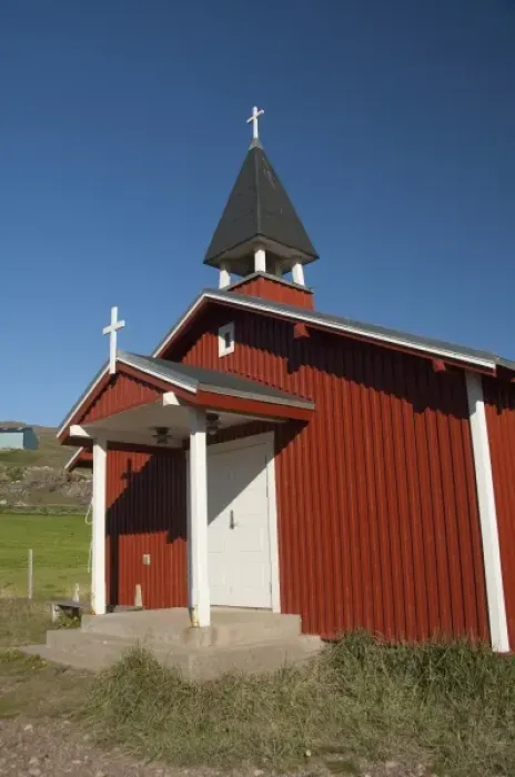 Framed Print : Greenland, Eriks Fjord (aka Eriksfjord), Brattahlid (aka Qassiarsuk). Modern village church Framed Print : Greenland, Eriks Fjord (aka Eriksfjord), Brattahlid (aka Qassiarsuk). Modern village church