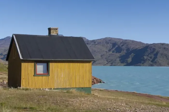 Framed Print : Greenland, Eriks Fjord area (aka Eriksford), Brattahlid (aka Qassiarsuk). Typical