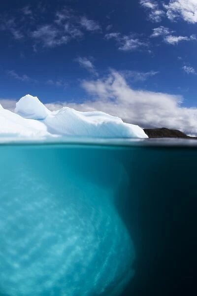 Greenland, Ilulissat, Underwater view of submerged base of melting iceberg from Jakobshavn