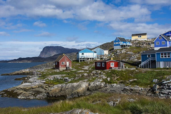 Greenland. Itilleq. Colorful houses dot the hillside