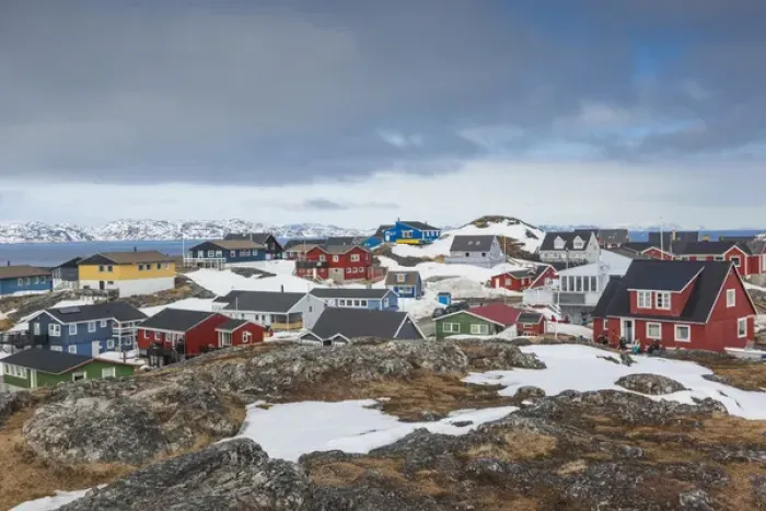 Framed Print : Greenland, Nuuk, Kolonihavn area, residential houses Framed Print : Greenland, Nuuk, Kolonihavn area, residential houses