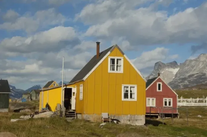 Framed Print : Greenland, Prince Christian Sound (aka Prins Christian Sund). Small remote fishing