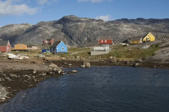 Framed Print : Greenland, Prince Christian Sound (aka Prins Christian Sund). Small remote fishing Framed Print : Greenland, Prince Christian Sound (aka Prins Christian Sund). Small remote fishing