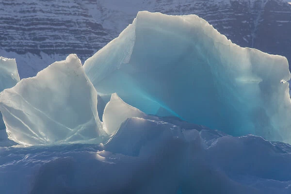 Greenland, Scoresby Sund, Gasefjord. Chunk of ice on top of an iceberg