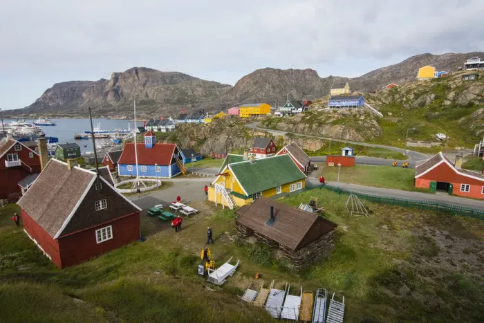 Framed Print : Greenland. Sisimiut. History museum from above Framed Print : Greenland. Sisimiut. History museum from above