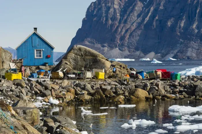 Framed Print : Greenland, Uummannaq. Ice fills the harbor