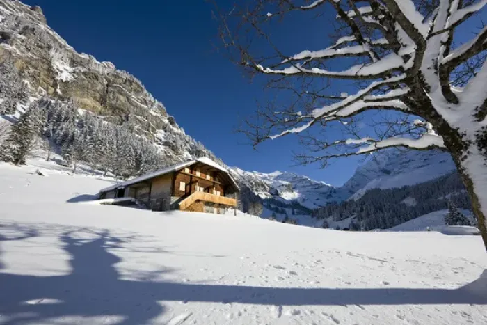 Framed Print : Griesalp and Steineberg in deep snow in Kiental, Switzerland