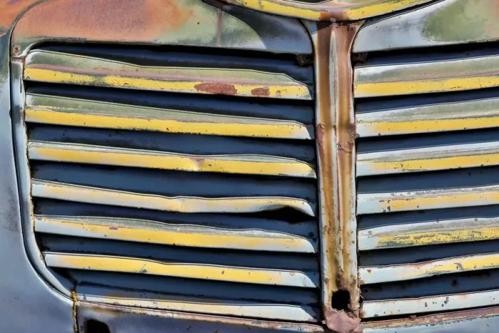 Framed Print : Grill of old truck detail in Sprague, Washington State