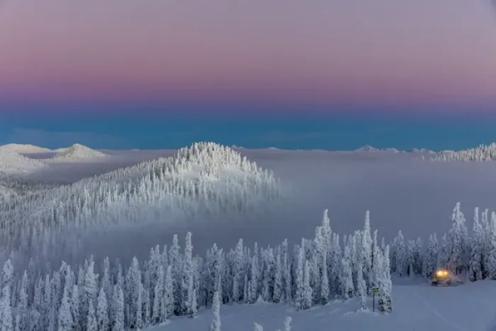 Framed Print : Groomer at dusk at Whitefish Mountain Resort in Whitefish, Montana USA Framed Print : Groomer at dusk at Whitefish Mountain Resort in Whitefish, Montana USA