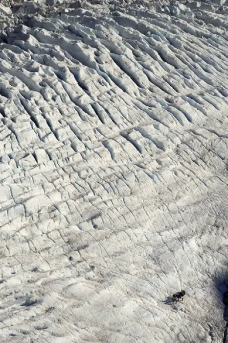 Framed Print : Group of Guided Glacier Walkers and Crevasses, Franz Josef Glacier, West Coast, South Island