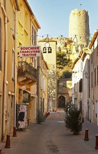Gruissan village. La Clape. Languedoc. Village street. France. Europe