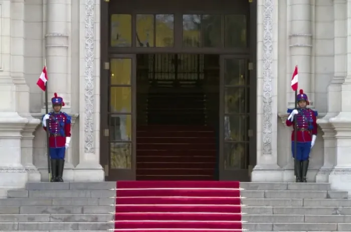 Framed Print : Guards at the Government Palace of Peru (AKA House of Pizarro) located on the north Framed Print : Guards at the Government Palace of Peru (AKA House of Pizarro) located on the north