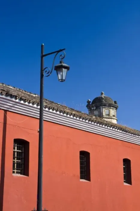 Framed Print : Guatemala, Antigua. Brightly painted building in Antigua Framed Print : Guatemala, Antigua. Brightly painted building in Antigua