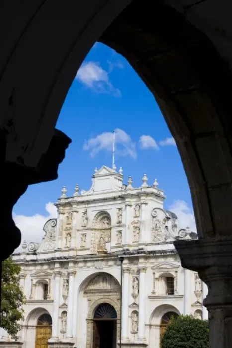 Framed Print : Guatemala, Antigua. The Cathedral de Antigua