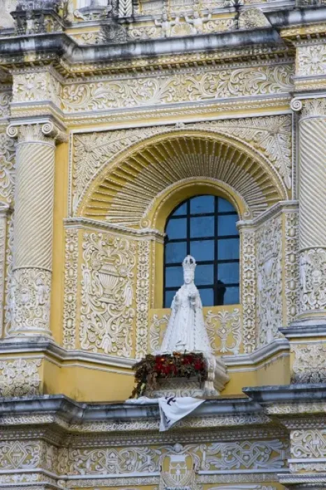 Framed Print : Guatemala, Antigua. The church of La Merced was originally built in 1548. Its present